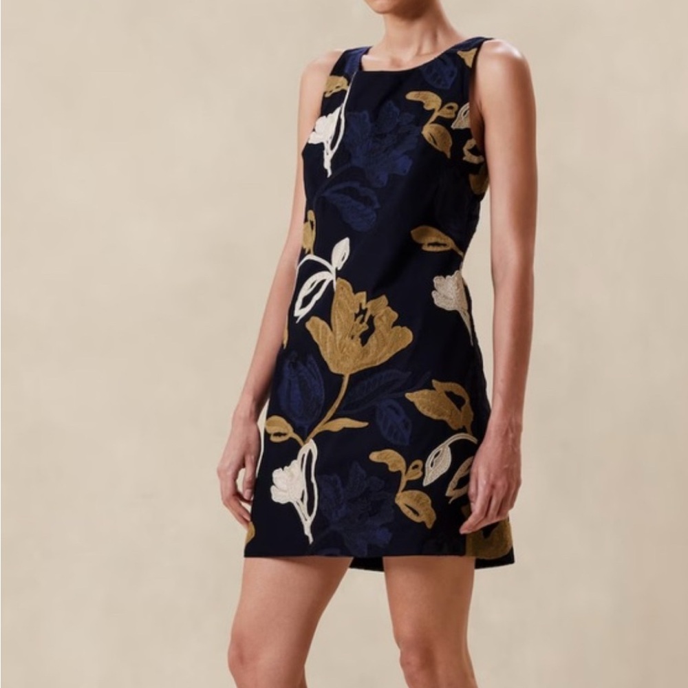 Banana Republic Midnight Blue Embroidered Dress
